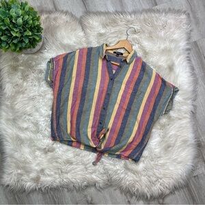 Madewell‎ Rainbow Linen Tie Front Shirt